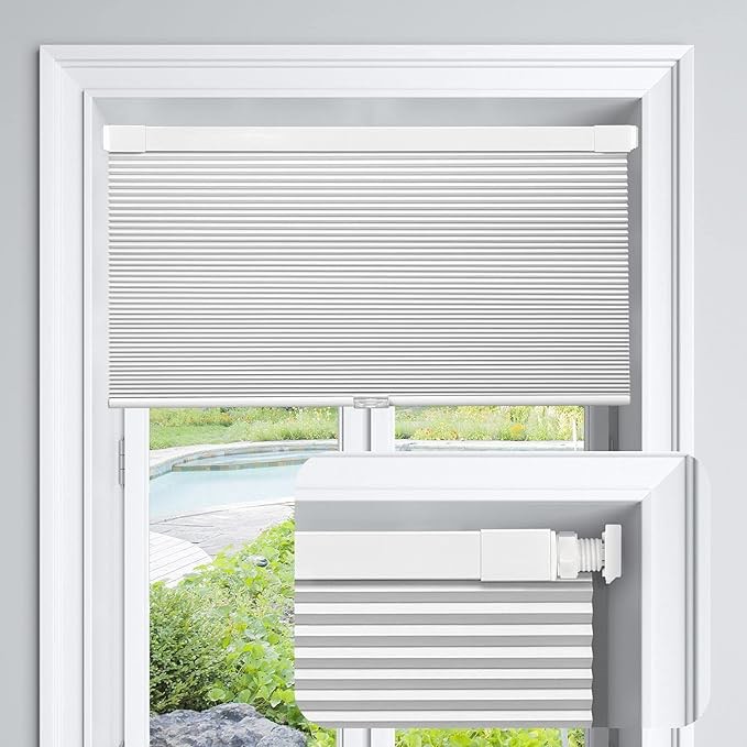 LazBlinds Cordless Cellular Shades, No Tools No Drill Blackout Honeycomb Shades Pleated Blinds for Windows