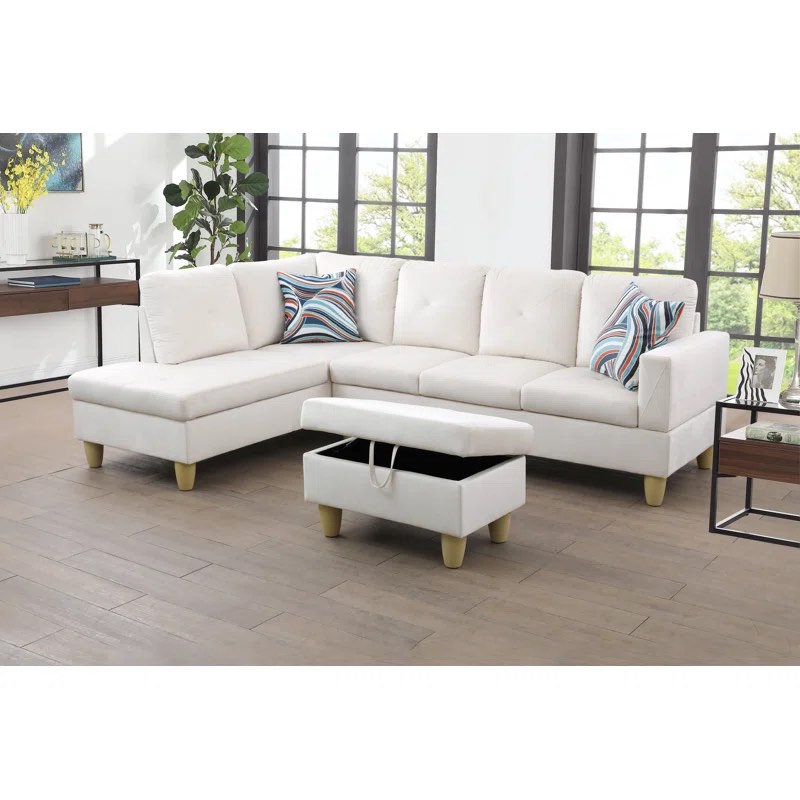 980-SCO-MICROFIBER 97.5" Wide Microfiber Sofa & Chaise with Ottoman
