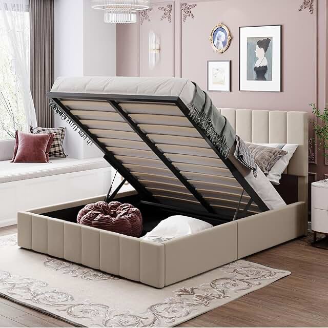 incomplete Braya Hydraulic Lift Up Storage Upholstered Platform Bed