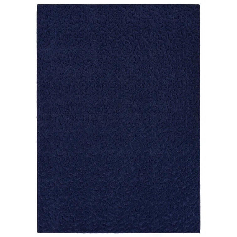 Edith Floral Machine Made Tufted Polypropylene Area Rug in Navy