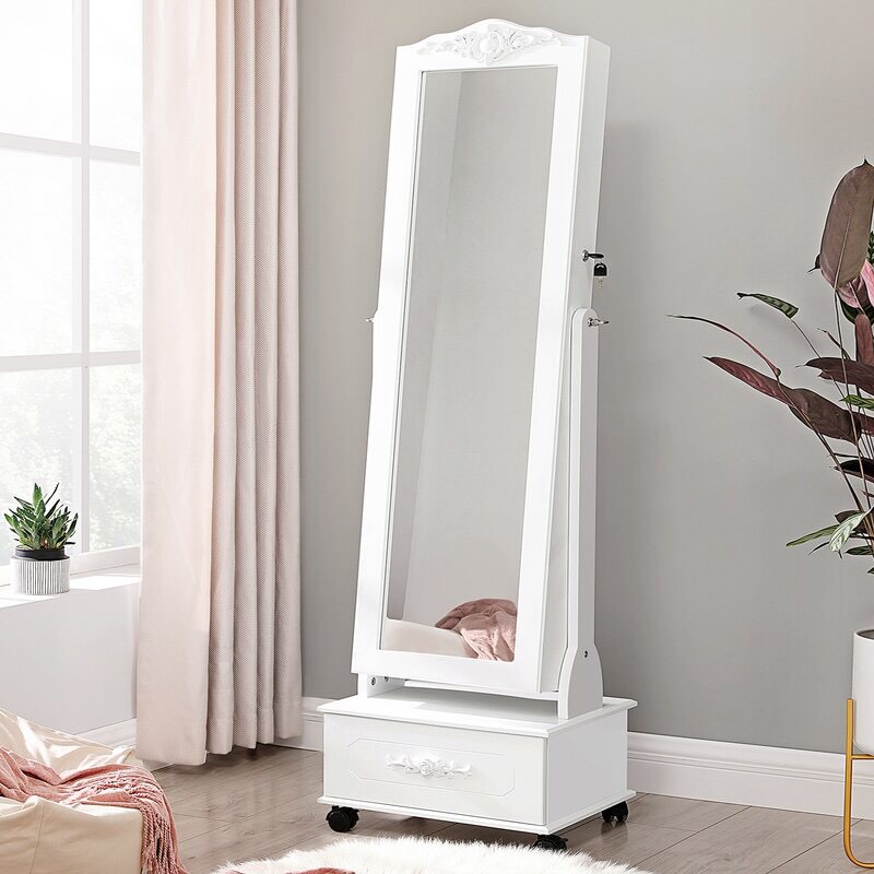 Tomaso Hand Painted Jewelry Armoire with Mirror