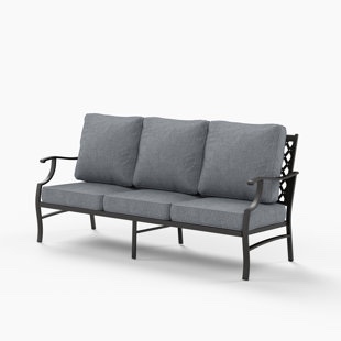 Amayia 75'' Wide Metal Outdoor Patio Sofa with Cushions