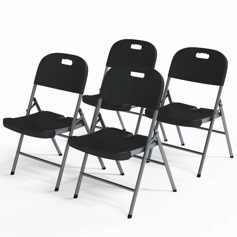 Foldable Folding Chairs Plastic Outdoor/Indoor With Steel Frame, 500lbs Capacity, White, black and blue available