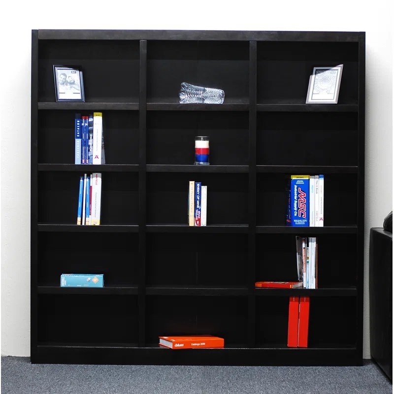 Flannagan Triple Wide Wood Bookcase, 15 Shelf, 72 inch Tall