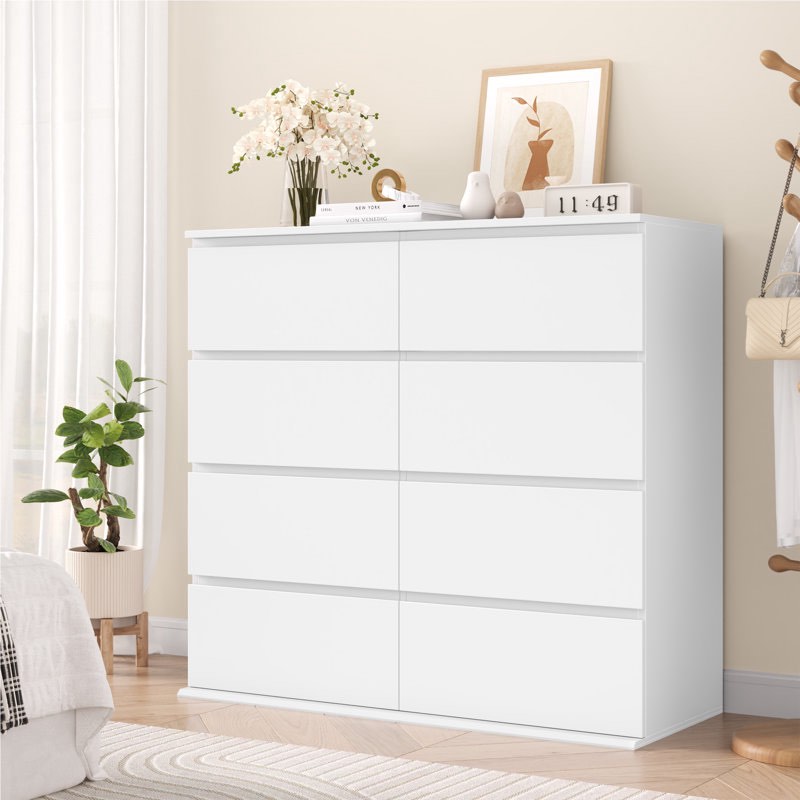 8 Drawer 41.3" W Wood Double Dresser