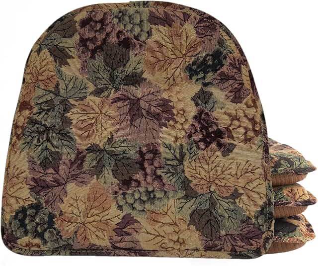 Klear Vu Cabernet Gripper Non-Slip Chair Cushions, 15" x 16", 15"x16"x2", Multicolor 4 Count