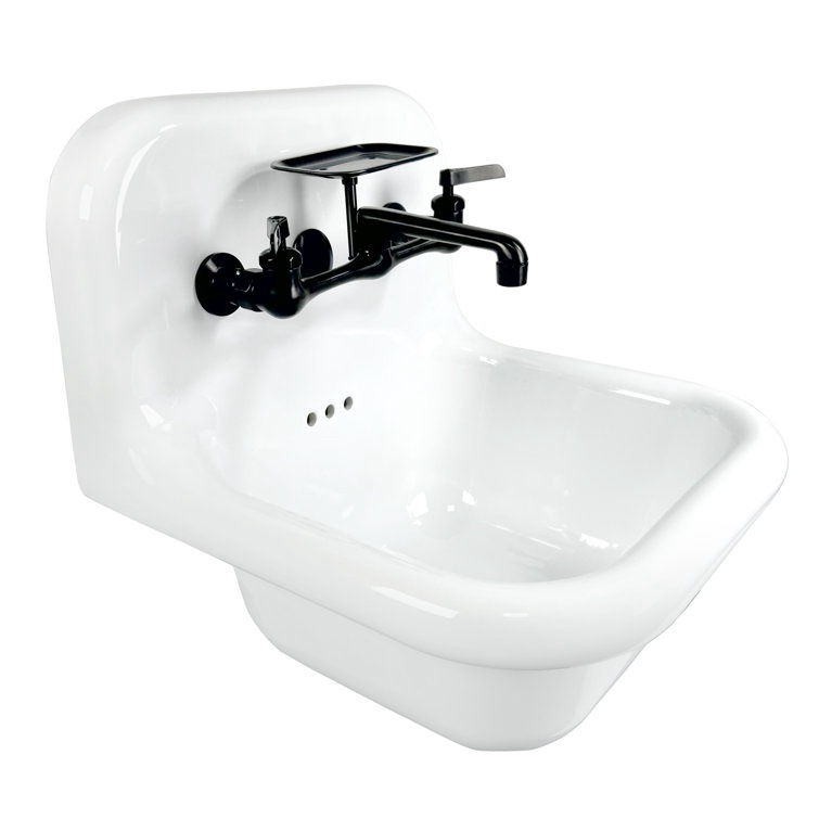Nantucket Sinks 16.5'' Fireclay Specialty Wall Mount Bathroom Sink with Faucet and Overflow