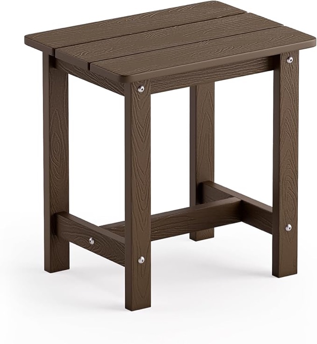 Outdoor Side Table, HDPS Small Outdoor Adirondack Side Tables, Outside End Table for Patio, Porch, Deck, Weather Resistant/Easy Maintenance