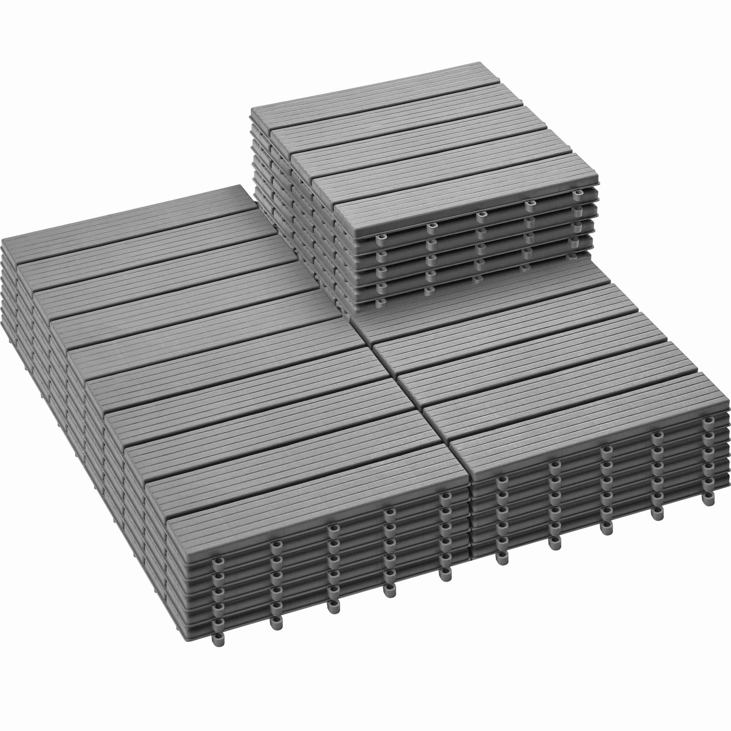 PrimeZone 27 PCS Plastic Interlocking Patio Deck Tiles - 12" x 12* Waterproof Indoor Outdoor Flooring, Patio Floor Decking for Balcony, Backyard, Garden & Poolside, All Weather Use, Dark Grey