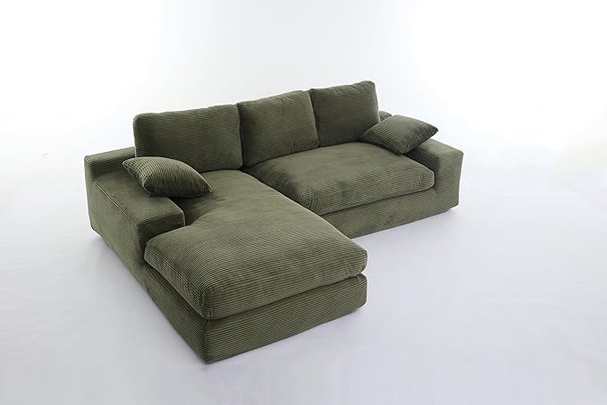 Modular Sectional Living Room Sofa Set,L-Shape Sectional Sofa,Modern Minimalist Style Couch,Upholstered Sleeper Sofa for Living Room,Bedroom,2 PC Free Combination,Installation-free Sofa,Green