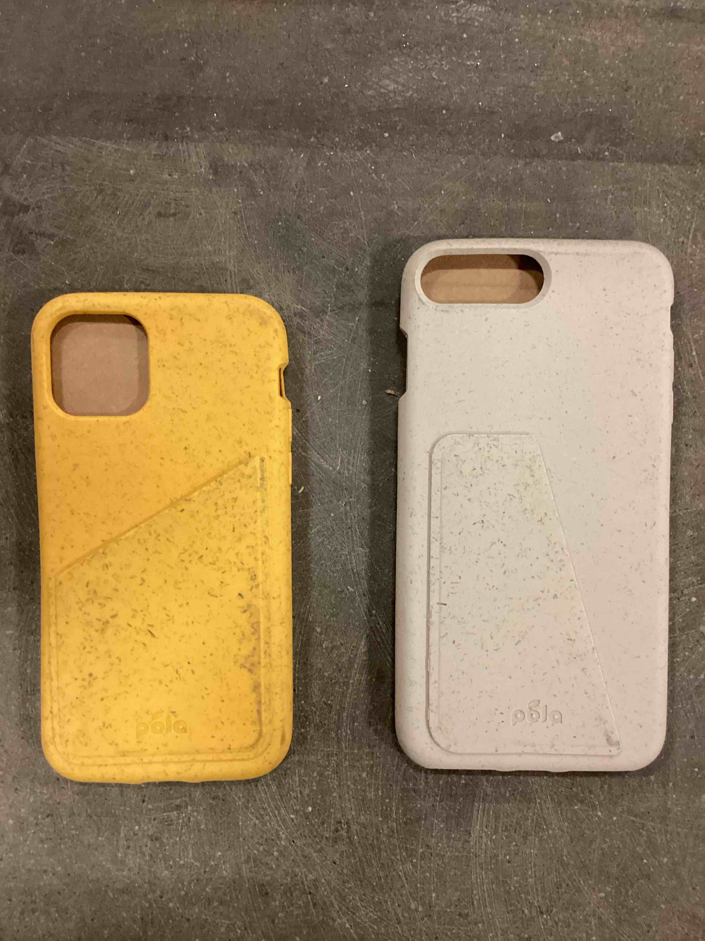 assorted pela eco- friendly iphone 11 pro ( 26408 yellow /wallet) & iphone 6+/6s+//7+/8+ (26106 london fog/ wallet ) phone case lot