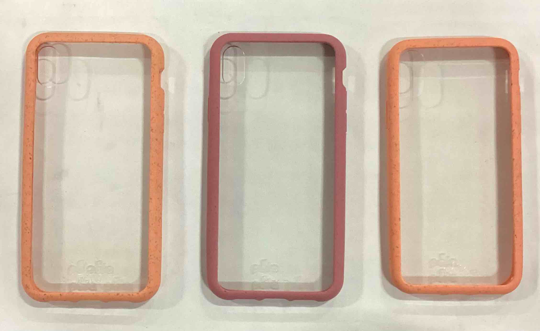 assorted pela eco- friendly iphone xr ( 28086 clear cantaloupe )// iphone xr ( 28087 clear cassis ) & iphone xs (28106 clear cantaloupe) phone case lot