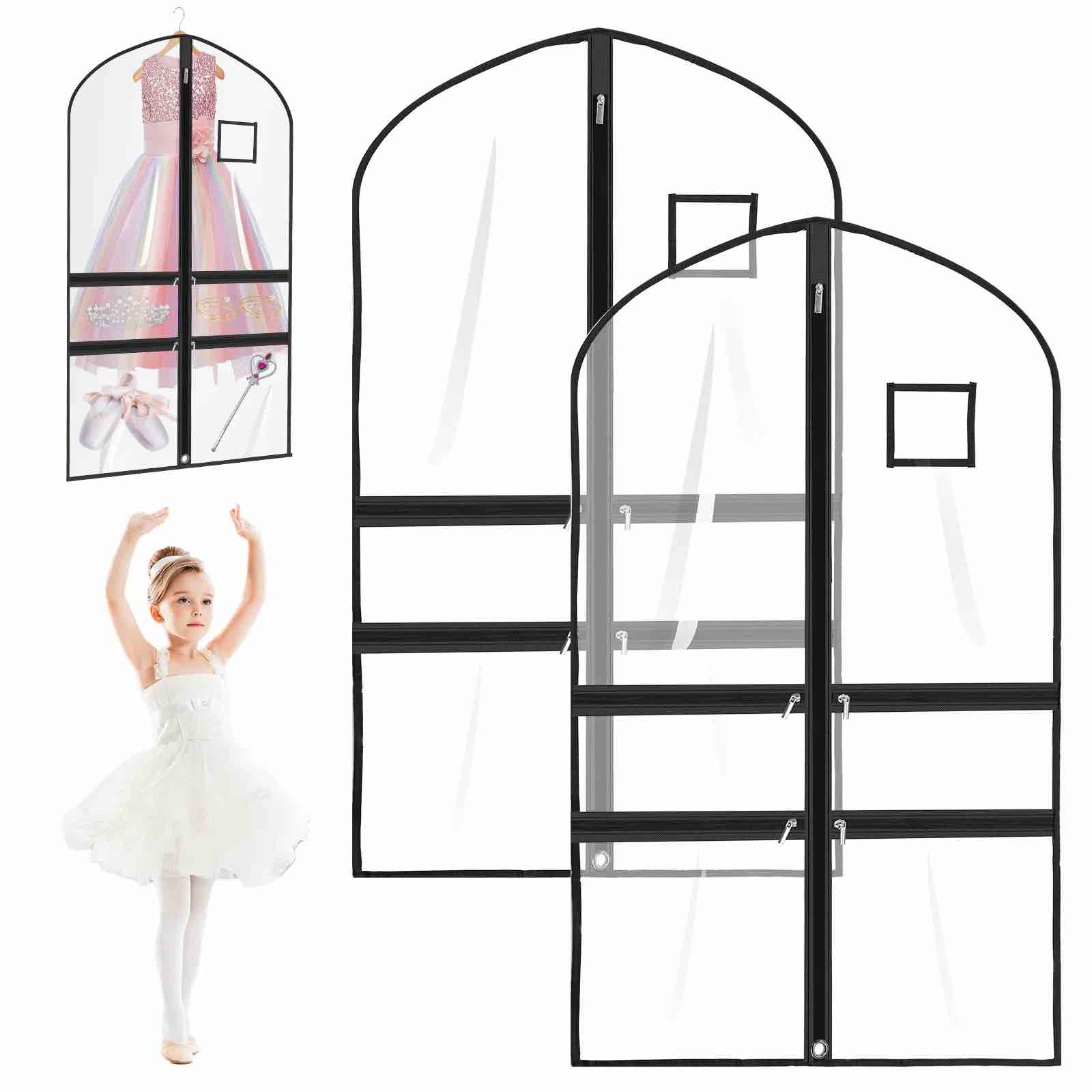 [Pack Of 2] Clear Dance Garment Bags For Dancers With Pockets