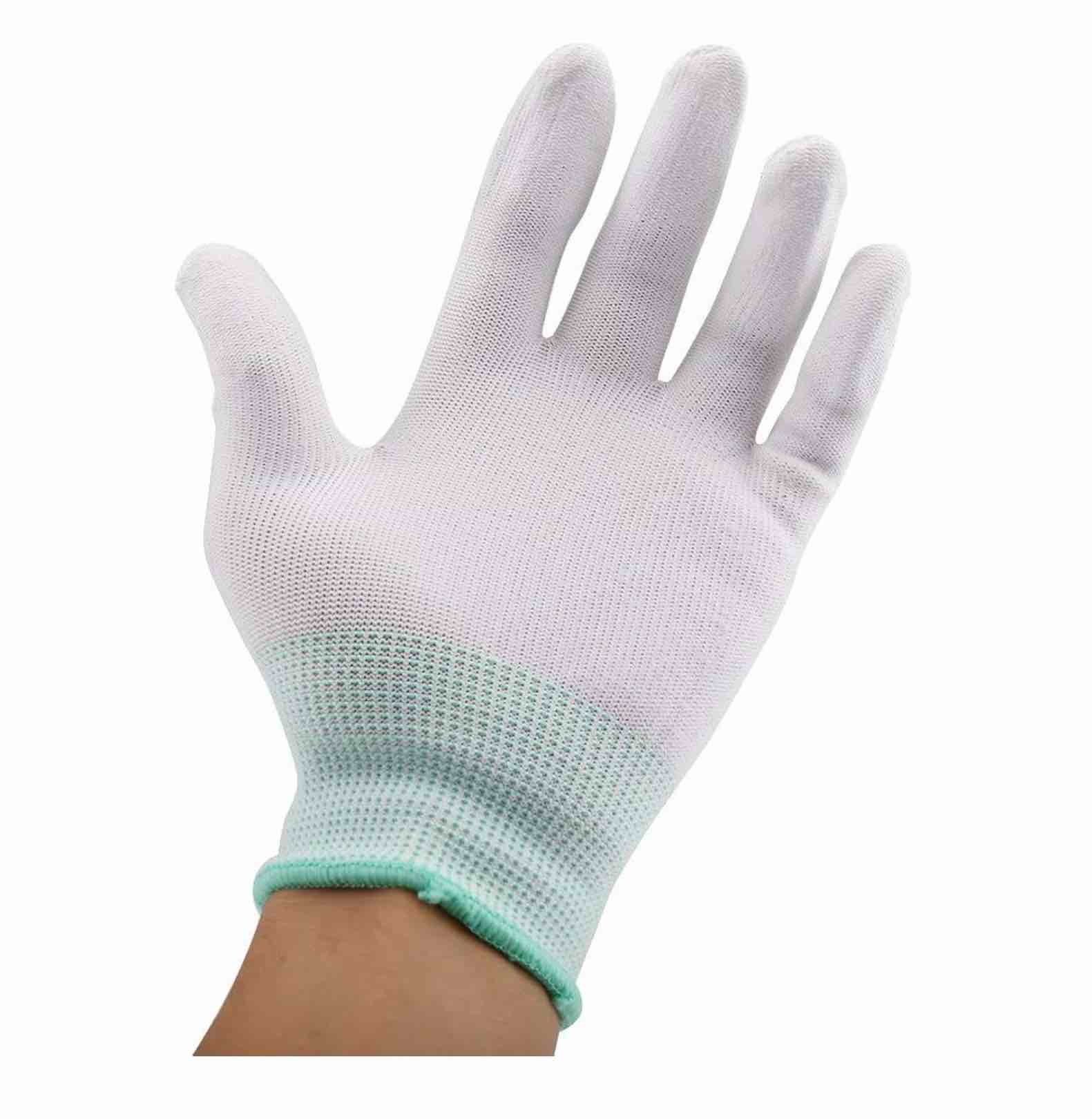 Assorted Pair Anti Static Antiskid Glove PU Coated Finger Part Electronic Labor Worker Suitable Long Time Use Reduce Errors (Box Lot )
