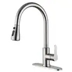 Modern Single Handle Pull-Down Sprayer Kitchen Faucet with 3-Spray Mode in Stainless Steel
