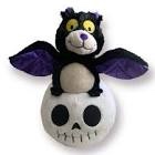 Halloween Spooky Town Animated Bat & Skull Plush Sings flaps Wings  New!