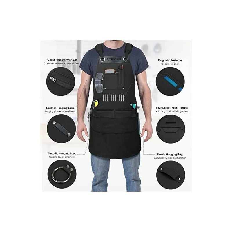 Ticonn Waxed Canvas Work/Tool Apron in Brown Standard version 