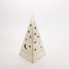 Partylite P0161 Pyramid Galaxy Tealight Candle Holder Moon and Stars Retired 10"