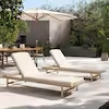 Chaise Lounge teak finish & beige cushions set of 2