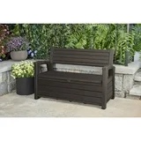 Keter Hudson Plastic Storage Bench, Non-Brushed Brown