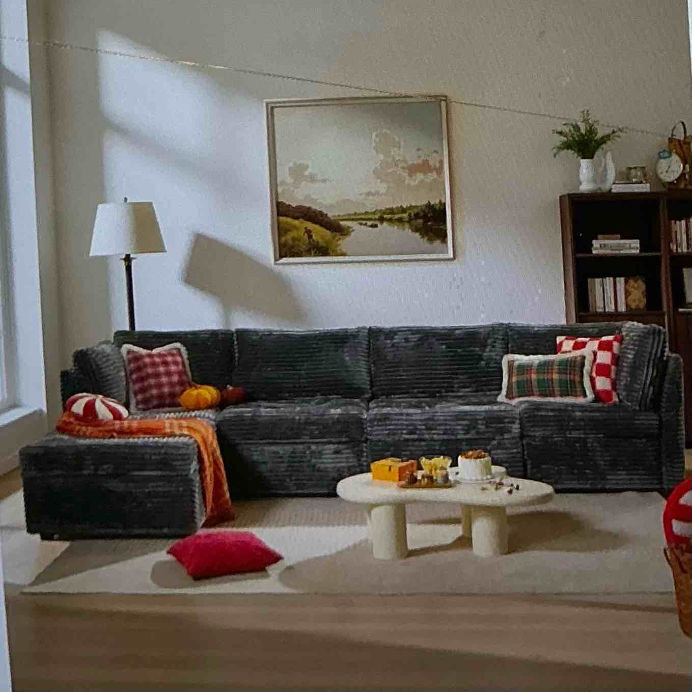 ( similar) ( incomplete) Sectional modular sofa, L-shaped, 4 seats, gray color