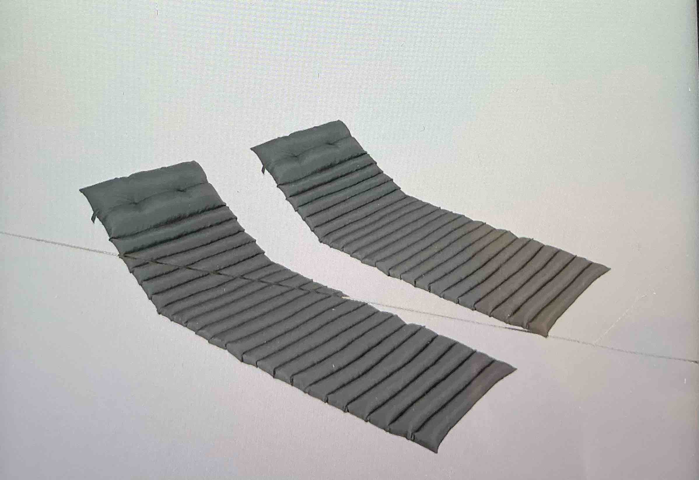 Only choice Set of 2 outdoor chaise lounge cushions, waterproof lounge chair cushion with patio headrest, waterproof fabric, 13 inches long x 24 inches wide (gray)