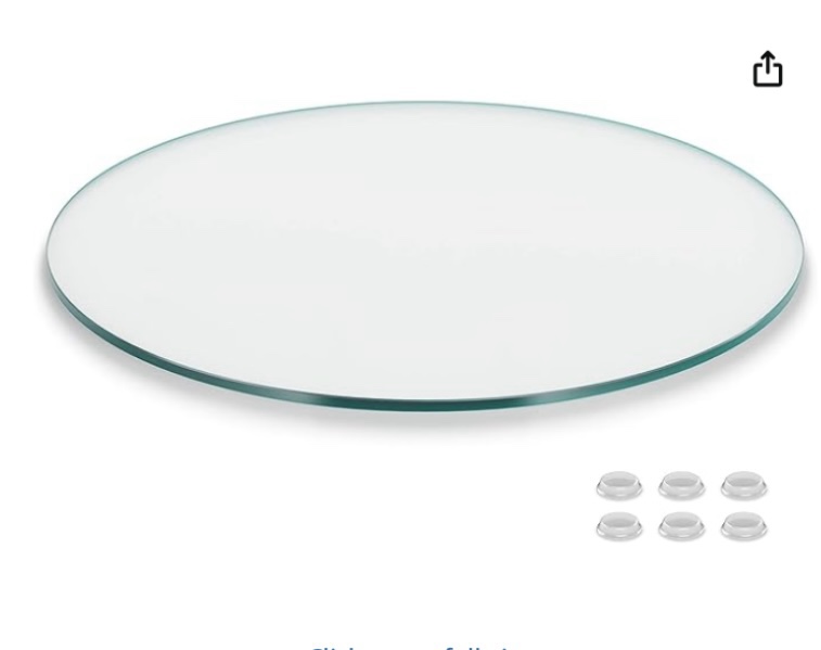 Transparent round table 36 x 36, Does not include legs 