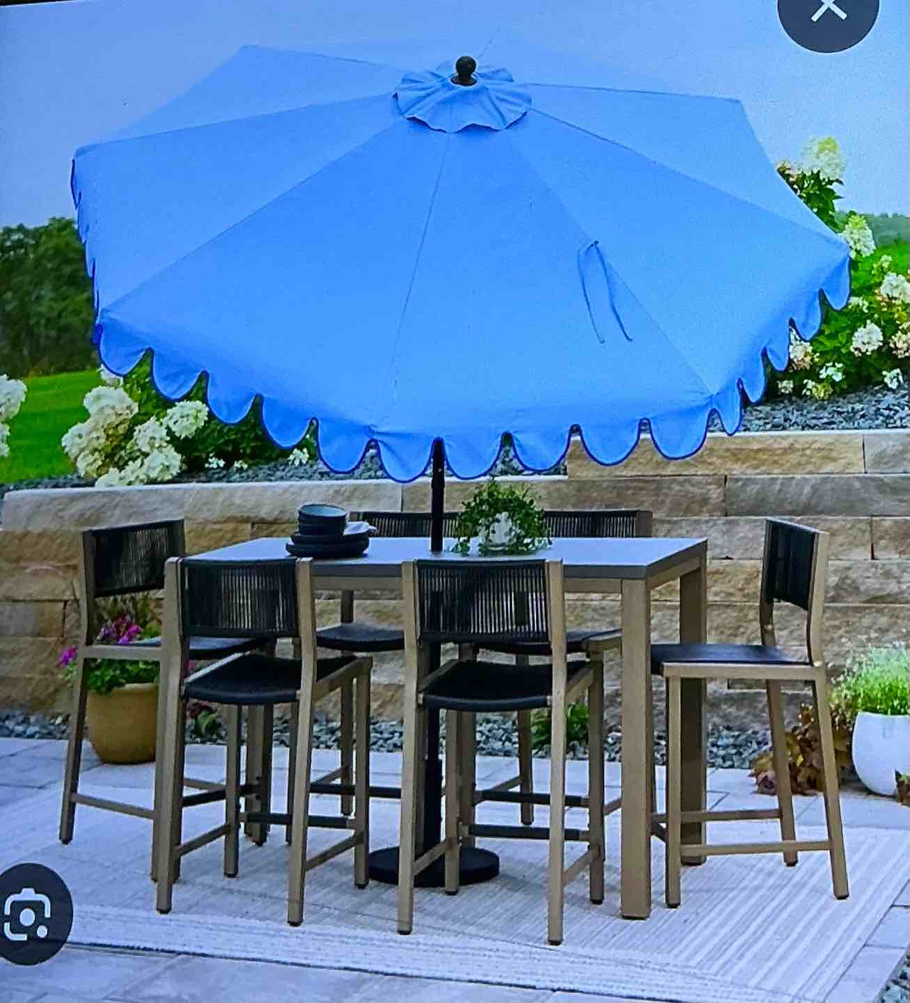 ( incomplete Without the leg) Free Shipping! Better Homes & Gardens 9' Blue Scallop Patio ...