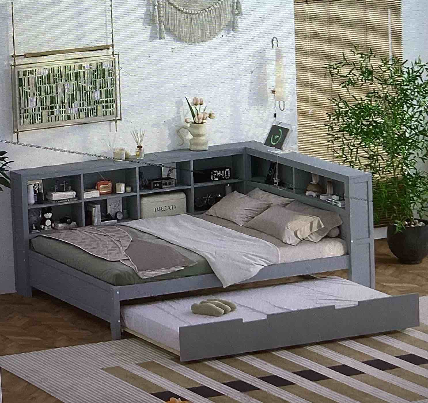 1 set of bed size twin- full color white and gray (3 boxes to pick up)