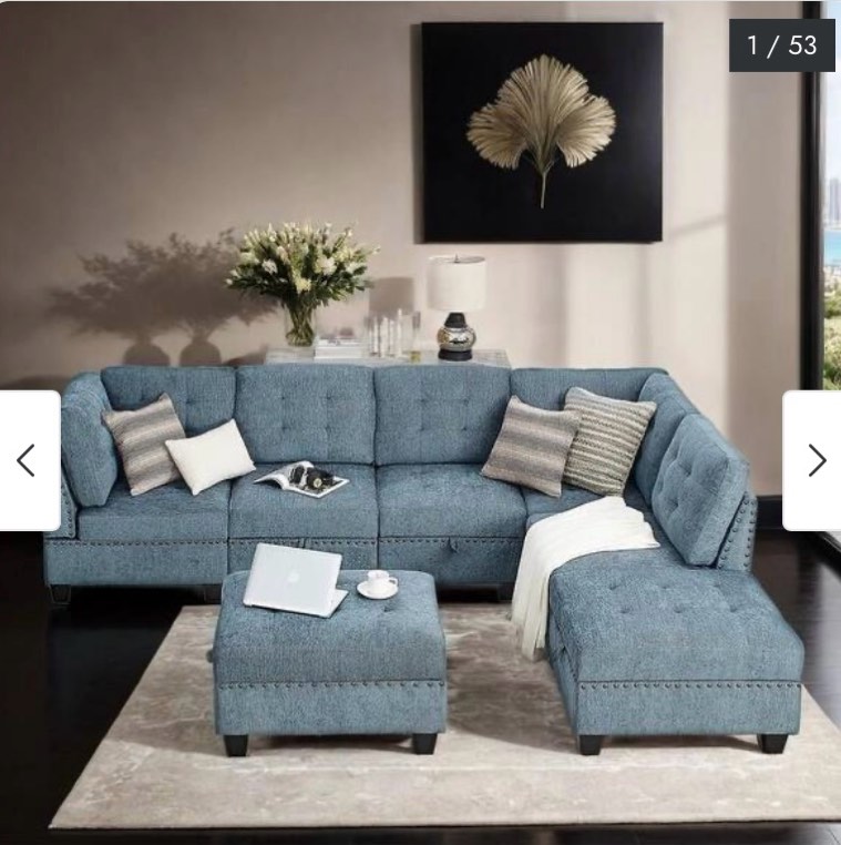 Stylish L-shape Modular Sectional Sofa, DIY Combination, includes Three Single Chair, Two Corner and Two Ottoman ( color gray)