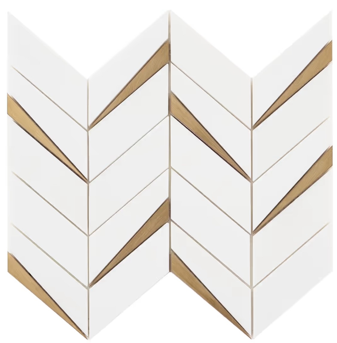 Vara Thassos Polished Marble and Brass Mosaic Tile, 5 Sq.ft you bid per sq.ft 1 Box for pick up 