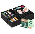 Dresser Organizer, [4 Pk] Black Fabric Dresser Drawer Organizers (4 Sizes With 45 Slots) Foldable Underwear Drawer Organizer Breathable Bins for Bra, Lingerie, Socks, Scarves, Belt, Tie, Baby Clothes.
