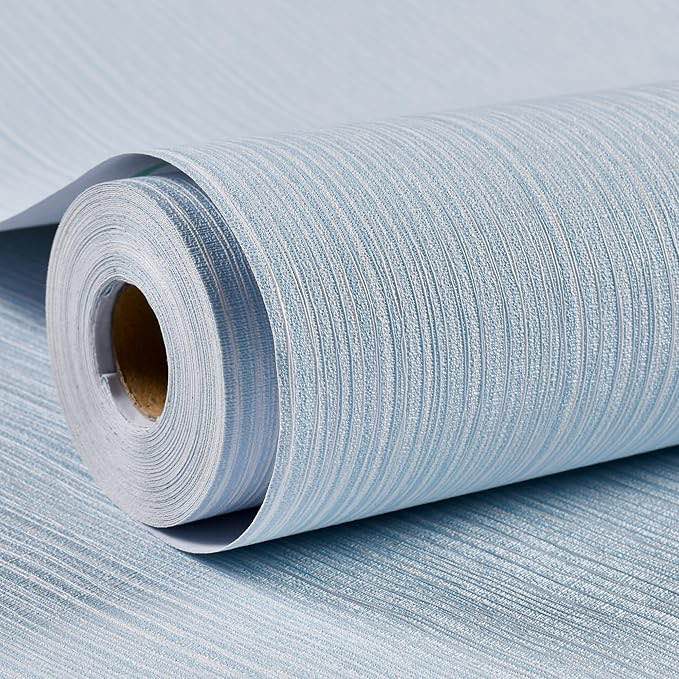 Haimin Grasscloth Wallpaper Textured 24in X 393in Fabric Contact Paper Gray Wall Paper Textured Linen Wallpaper Peel and Stick Self-Adhesive Thick Vinyl Embossed Film Wallpaper (Navy blue)