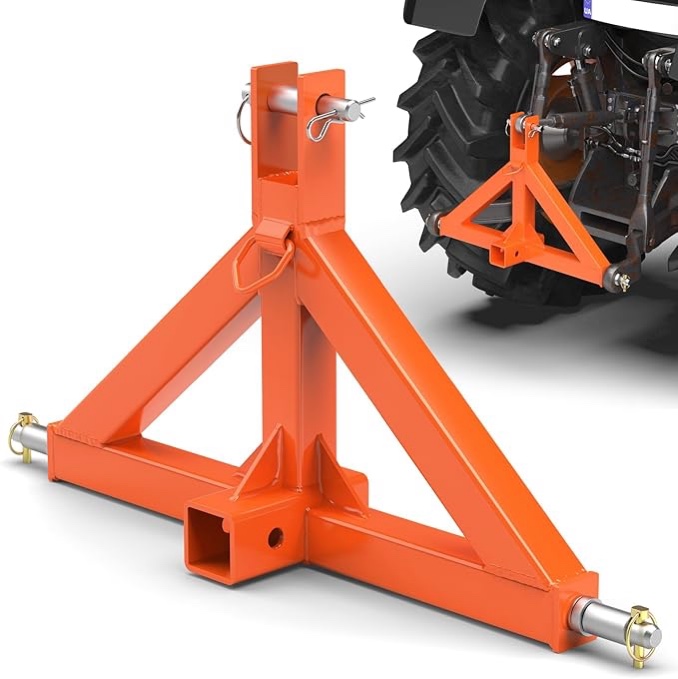 3 Point Trailer Hitch 2" Receiver Quick Hitch Compatible with Category 1 Tractors(orange) , Heavy Duty Tractor Drawbar Hitch Adapter Compatible with BX, Kubota, John Deere, NorTrac, Kioti, Yanmar