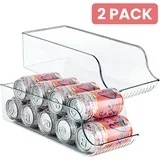 Homeries Los Pueden Almacenar y Dispensador de Contenedores para Refrigerador, Congelador, Encimera, Gabinetes y Despensa - Paquete de 2 - Tiene Capacidad para 9 Latas (7oz) - Organizador de Bebidas y Alimentos Enlatados