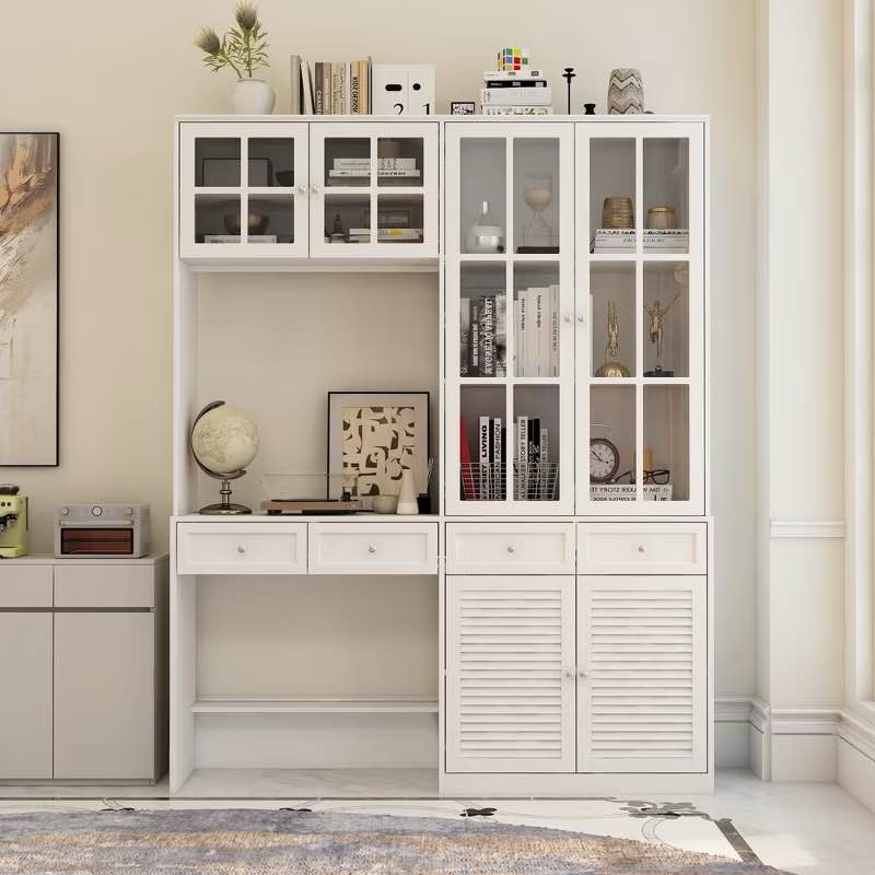 White Desk With 78.7'' H x 94.5'' W Bookcase