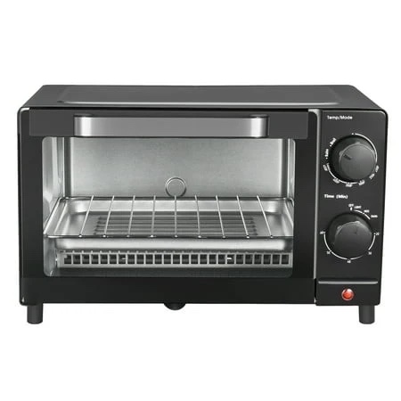 Mainstays 4 Slice Toaster Oven with 3 Setting Baking Rack and Pan Black
