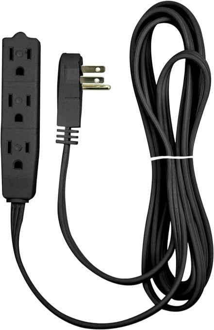 Flat Multiple Outlet Extension Cord for Indoor Use by Bindmaster- UL-Listed 3-Prong Multi Extension Wire- Space-Saving Flat Angled Extension Cord- Black