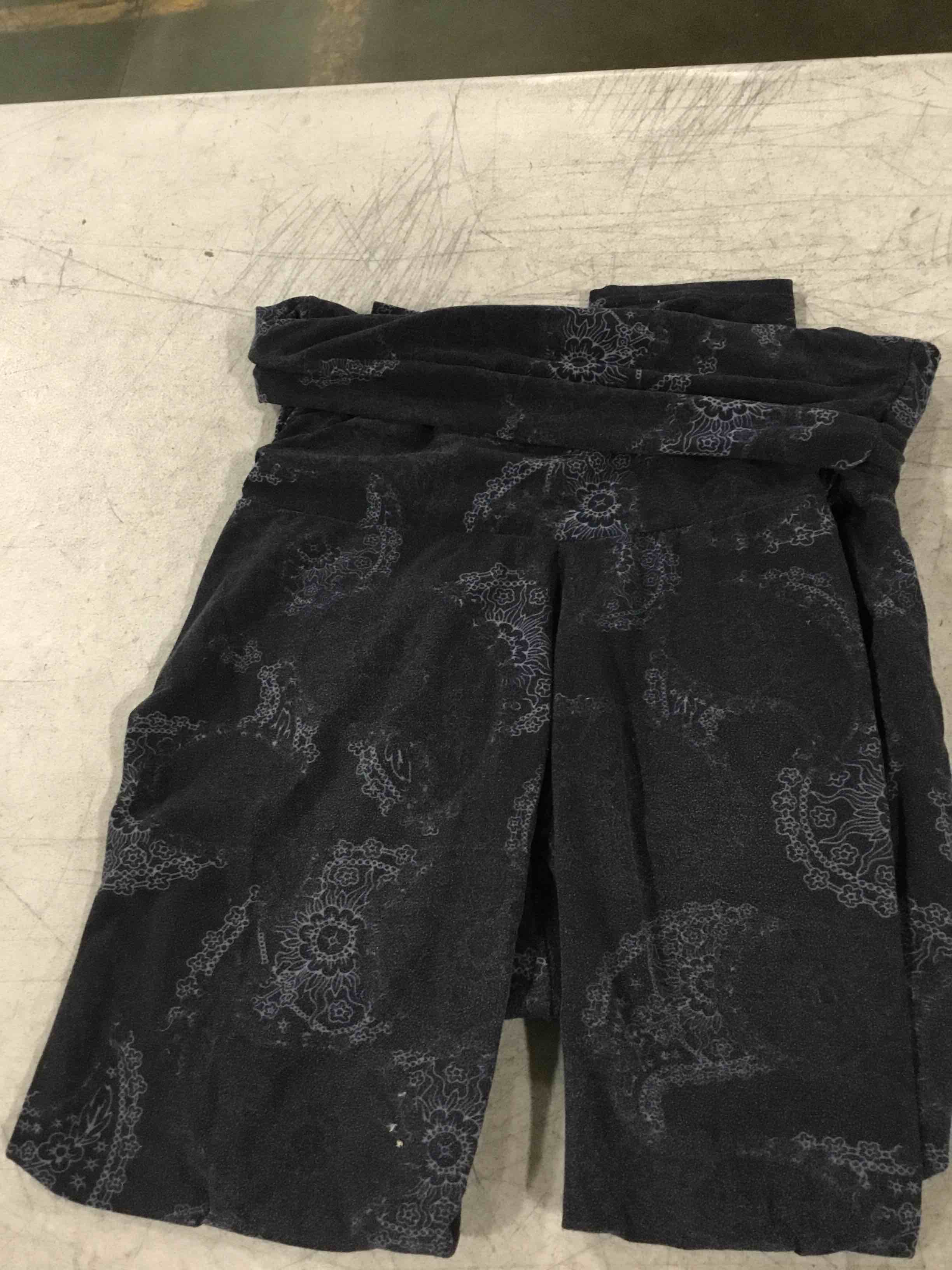 Black paisley print leggings size tall fold over waist 
