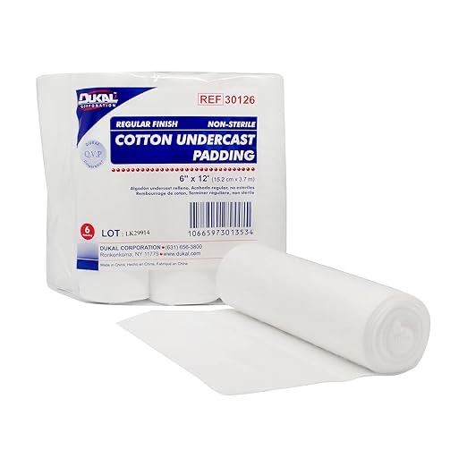 Dukal - 30126 Cotton Undercast Padding, Non-Sterile, 6" W x 12' L (6 Bags of 6) (Pack of 36)