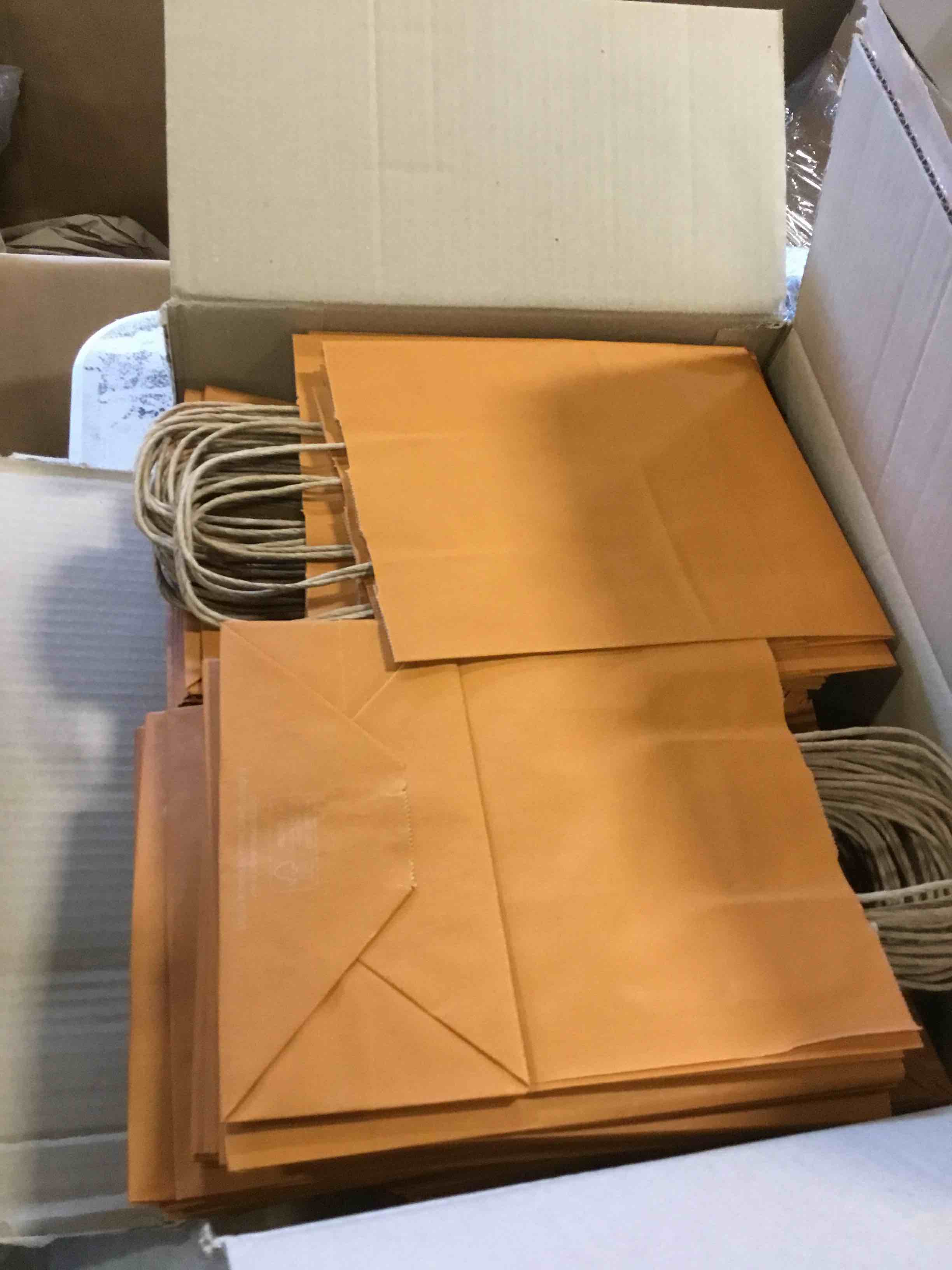 Prime Line Packaging- Orange Kraft Paper Gift Bags with Handles for All Occasions  8x4x10 inch 100 Pack
