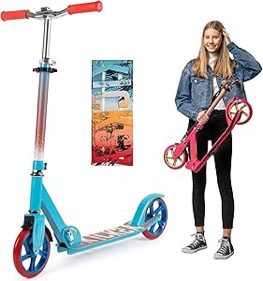 Kicksy - Kick Scooter for Kids Ages 6-12 & Scooter for Teens 12 Years and Up- Big Wheel Scooter for Stability - 2 Wheel Scooter for Boys & Girls- Foldable Kick Scooter Adult - Up to 220 lbs