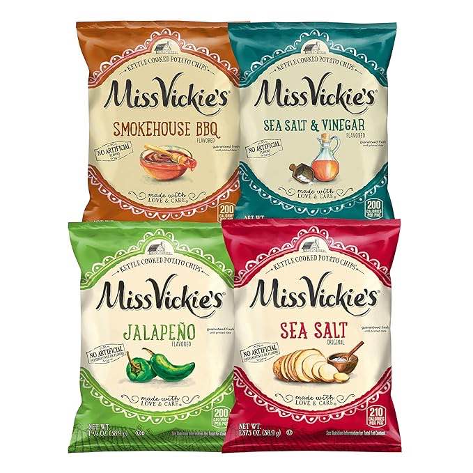 ((( best by 9/10/2024))) Miss Vickies Kettle Cooked Potato Chips  Variety Pack  1.375 oz  28 Count