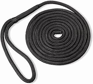 2 double braided nylon black boat rope 
