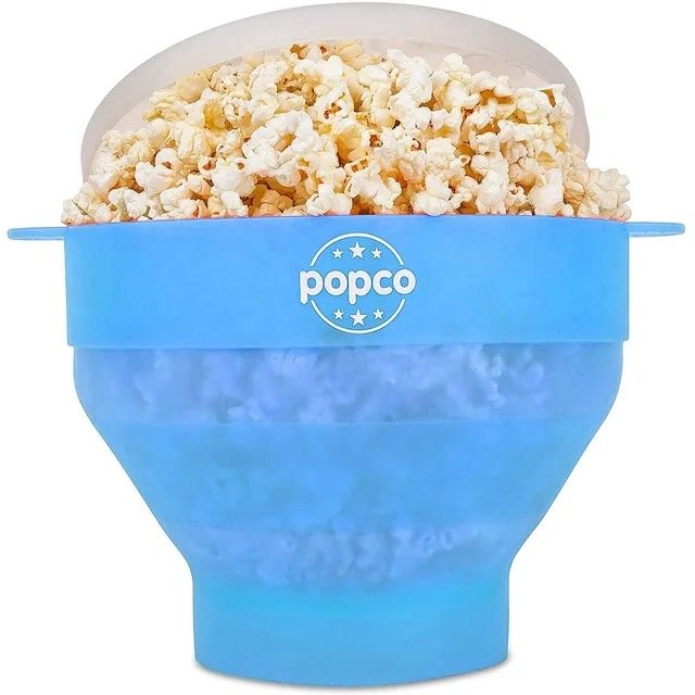 3 assorted colors Popco 15 Cup Silicone Microwave Popcorn Popper with Handles 