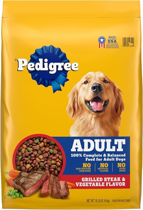 Pedigree Complete Nutrition Adult Dry Dog Food Grilled Steak & Vegetable Flavor Dog Kibble, 18 lb. Bag