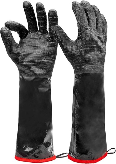 Heatsistance Heat Resistant BBQ Gloves,Grill Gloves 18" Long Sleeve, Extra Large - Textured Grip to Handle Wet, Greasy or Oily Foods - Fire and Food Safe Oven Mitts for Smoker, Grills and Barbecue