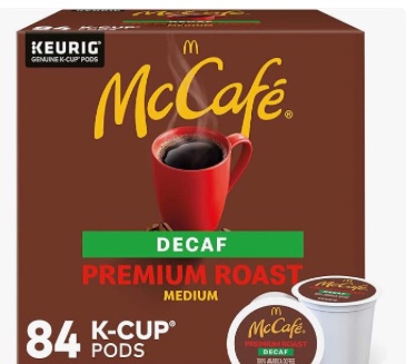 Best by 04-23-2025( McCafe Decaf Premium Medium Roast K-Cup Coffee Pods 84 Count (B07GCNDL91)