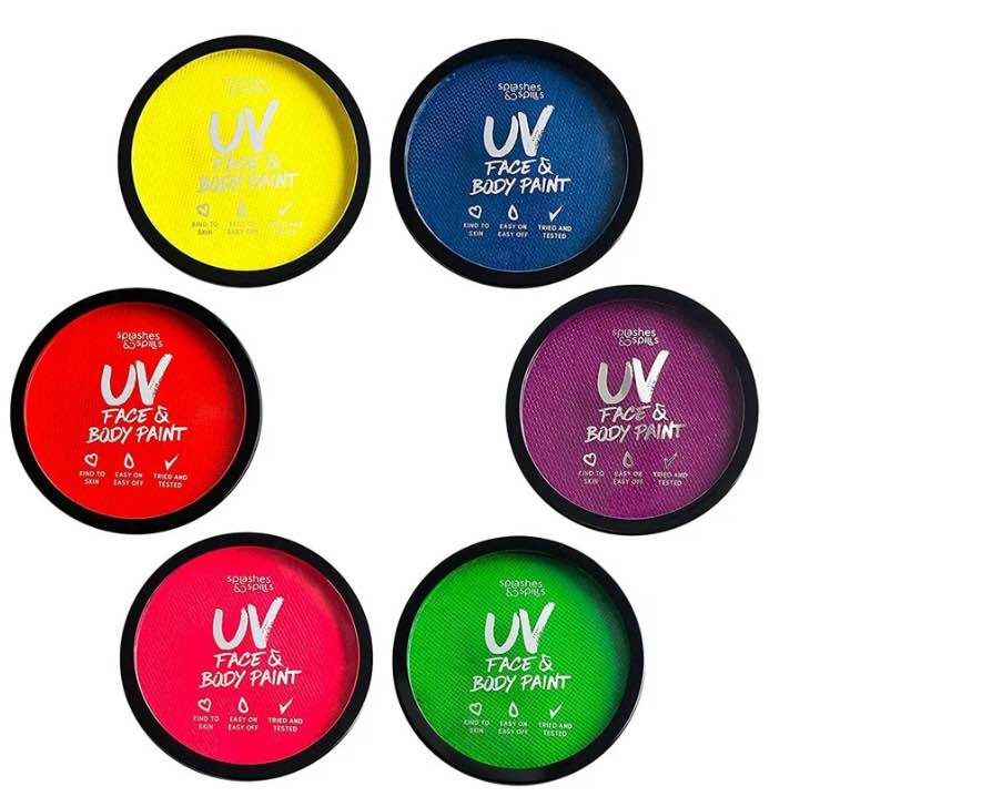 Splashes & Spills Water Based Face Paint Body Makeup for Cosplay Costume 6 Pack Multicolor 18g