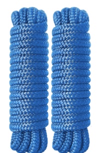Dock Lines 3/8" x 15' Boat Dock line Double Braided Nylon Boat Ropes for Docking with Loop -2 Pack Blue